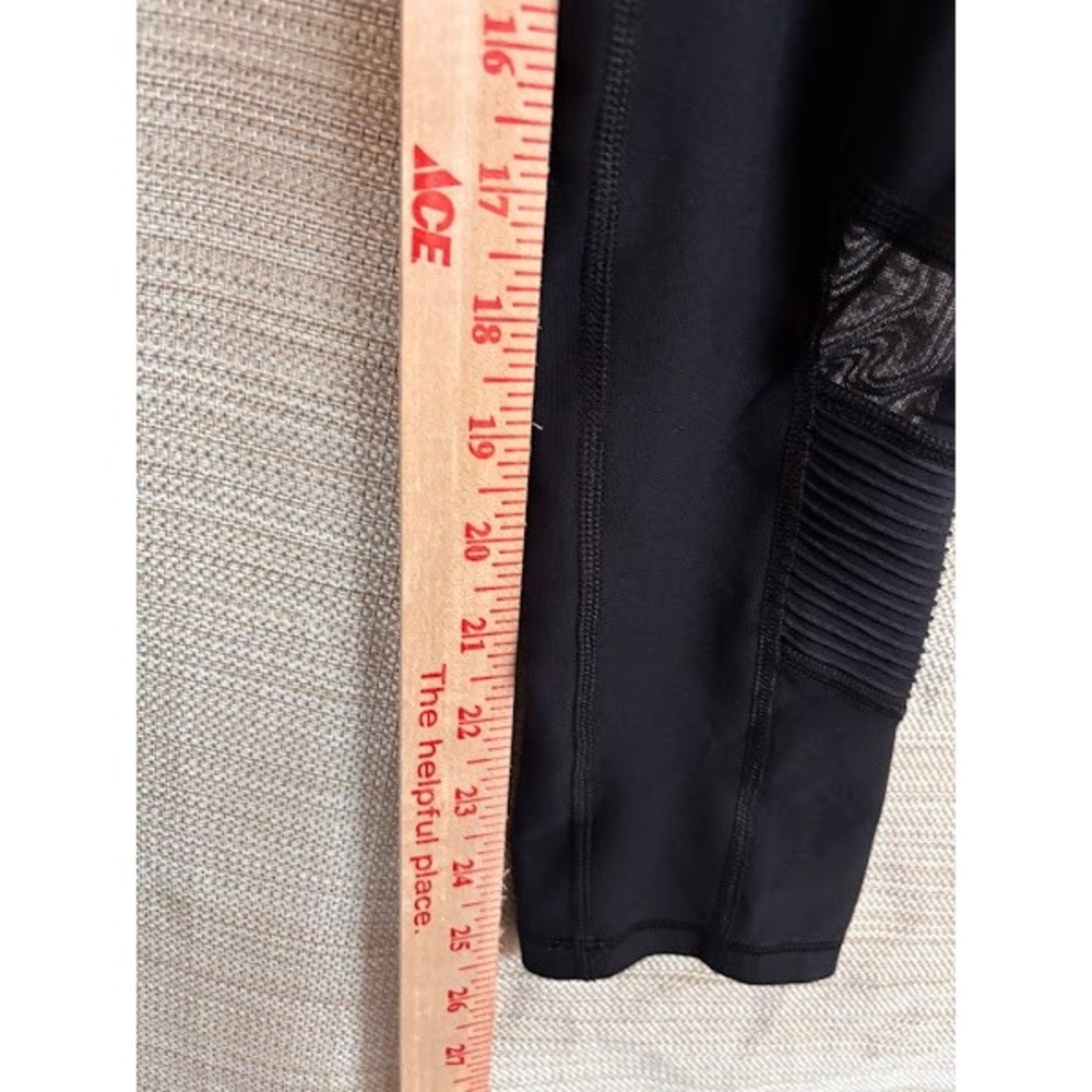 Central Park Sport Women Black Moto Leggings Mesh Ribbed Athletic Pants Small - Picture 5 of 5